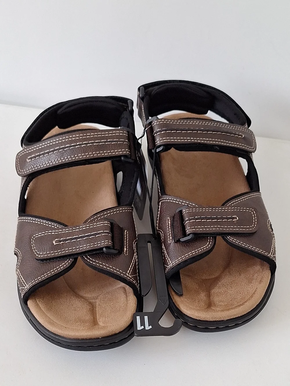 George Men's Brown Dual-Strap Comfort Sandals